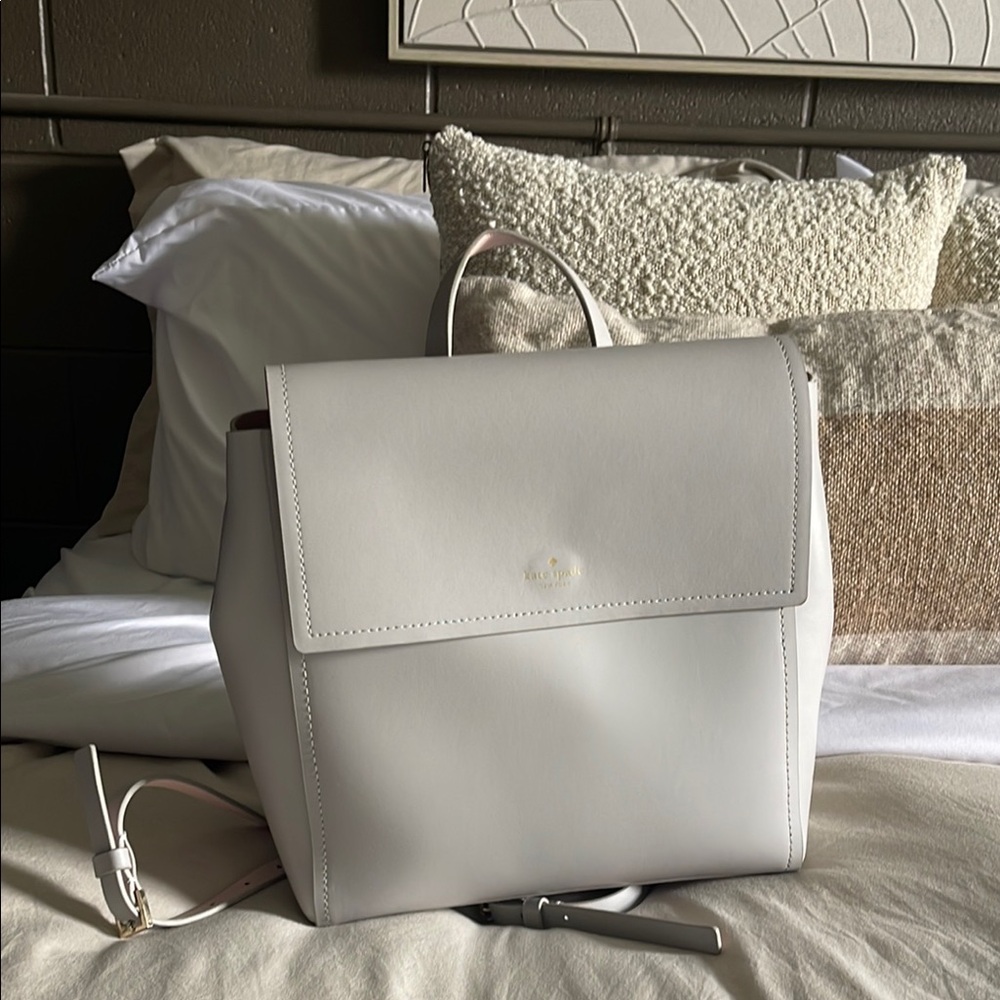 Elegant White Leather Backpack